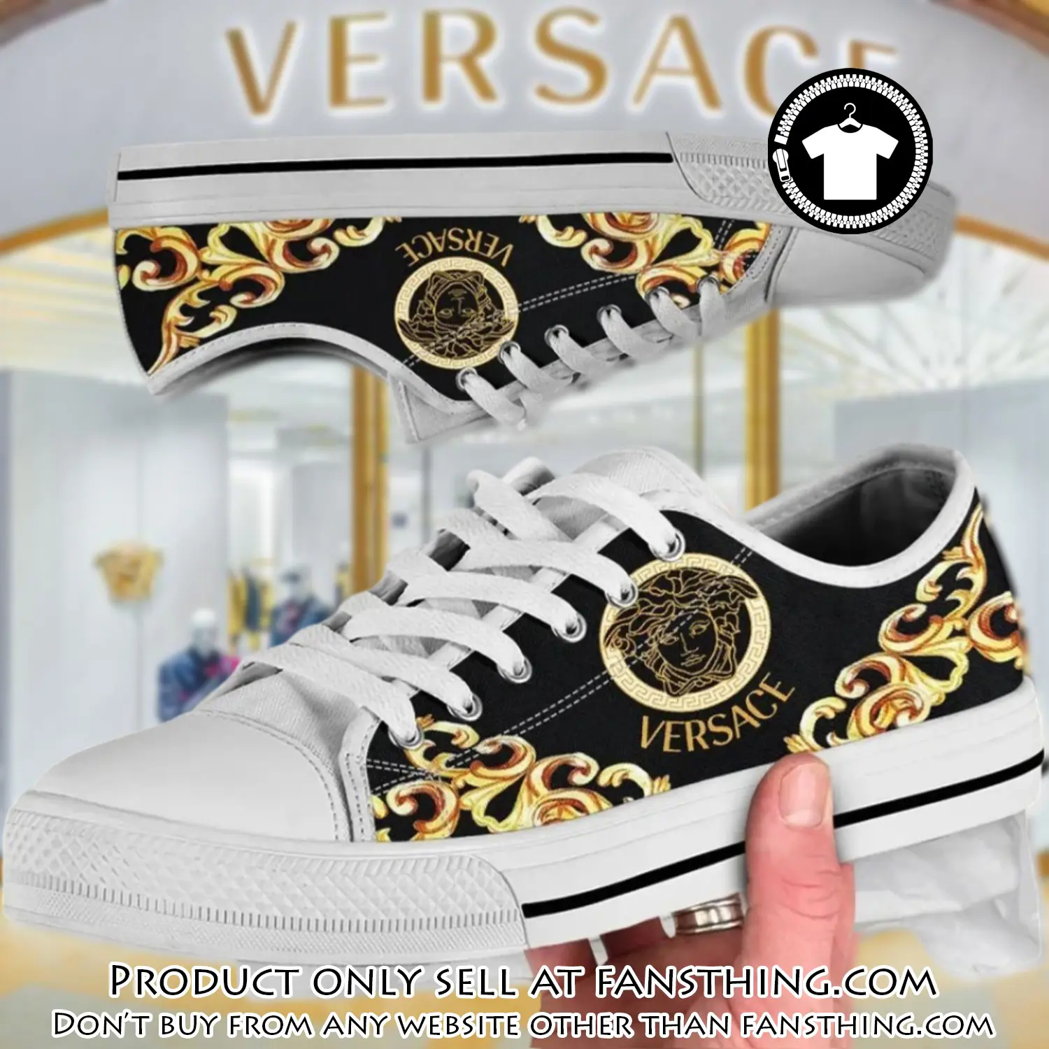 Versace medusa pattern low top canvas shoes luxury brand gifts for men women fst5548425